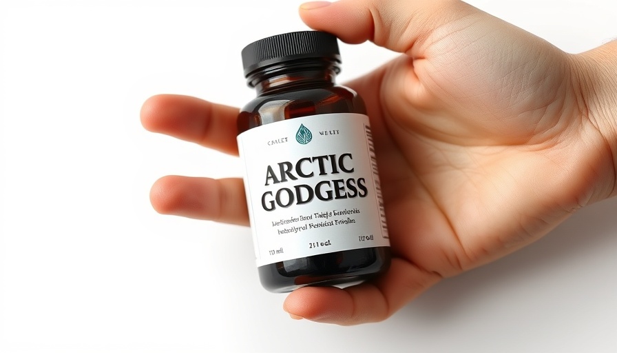 Arctic Goddess supplement bottle for hormonal health, held by a hand