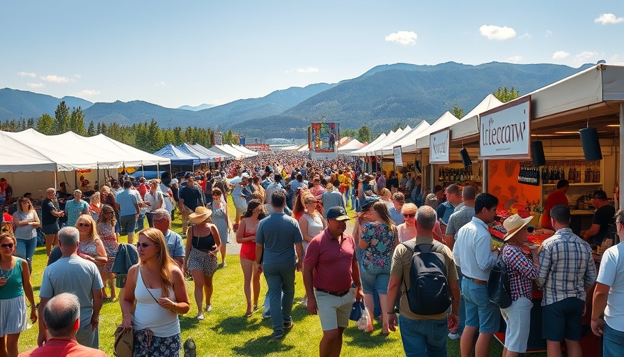 Vibrant scene at Del Mar Food + Wine Festival with tents and people.
