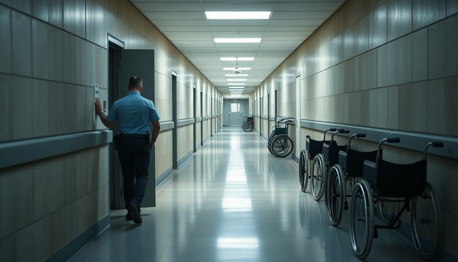 California prison staff and officer in corridor, cell door interaction