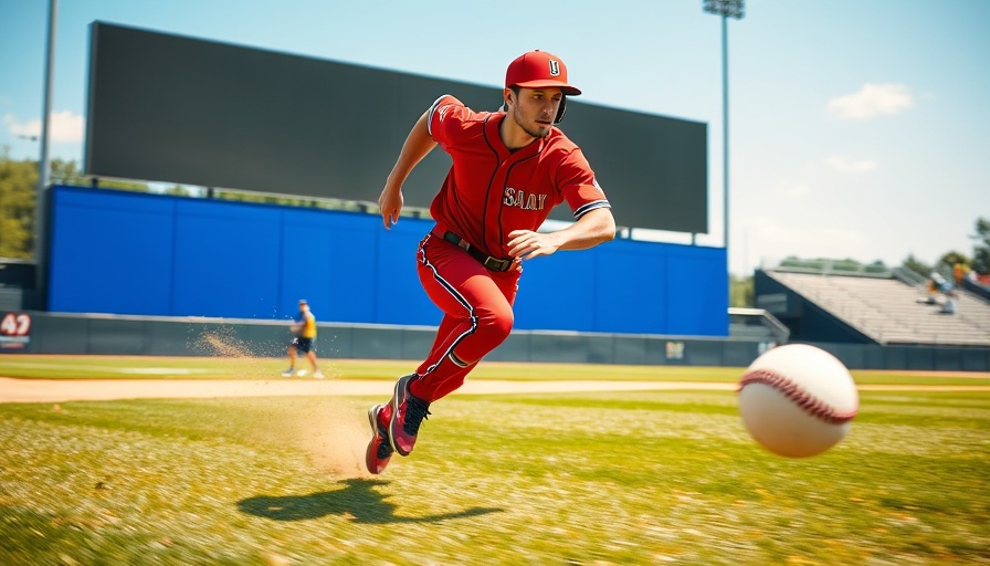 Angels minor-leaguer chasing baseball on sunny field.