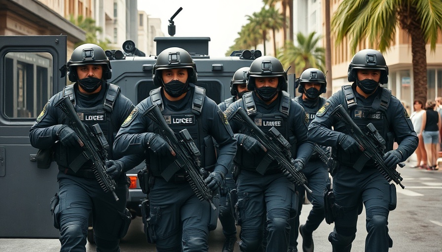Tactical team exits vehicle on a California street, related to Supreme Court ruling.