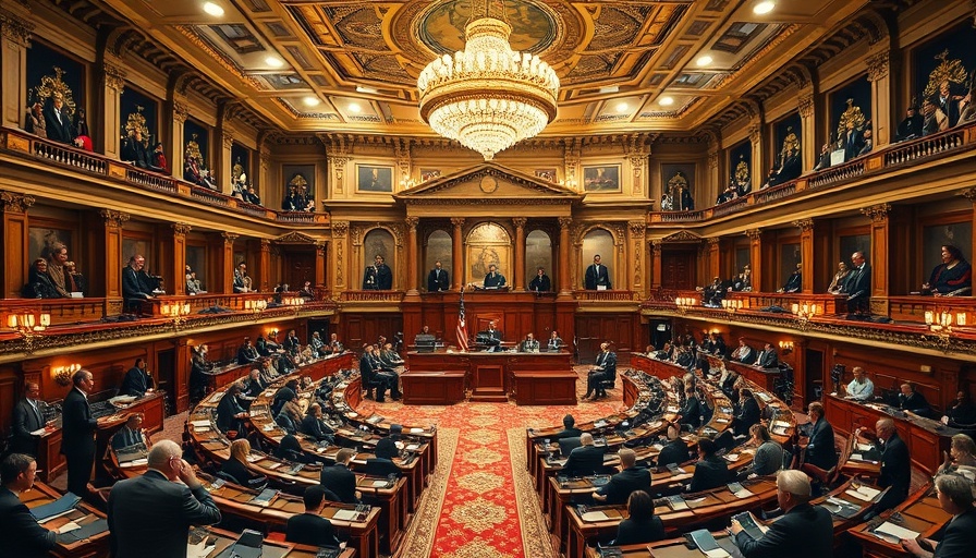 California energy and climate policies discussion in ornate legislative chamber.