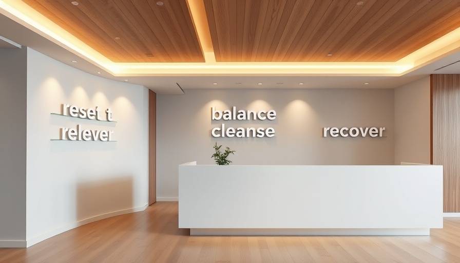 Modern massage therapy retreat reception area with calming decor.