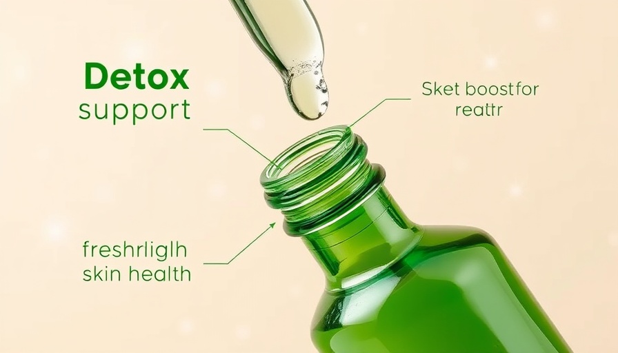 Illustrative infographic of liquid chlorophyll benefits with green bottle.