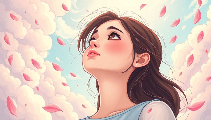 Curiosity about chronic illness illustrated by thoughtful young woman surrounded by clouds.
