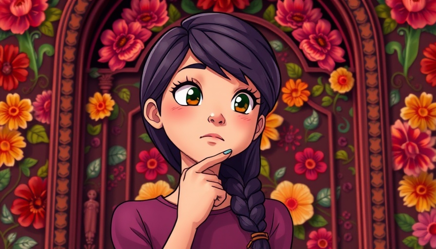 Illustration of emotional boundaries in relationships, woman in floral setting.
