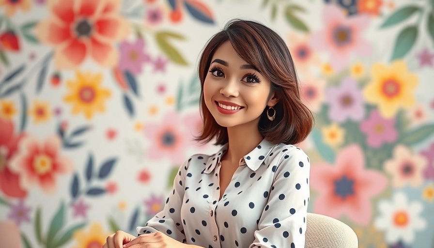 Smiling woman showcasing oral health and longevity, vibrant backdrop.