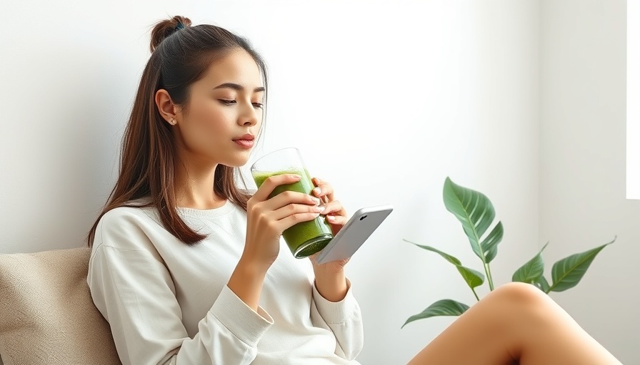 Balanced lifestyle: Woman enjoying a smoothie while multitasking.