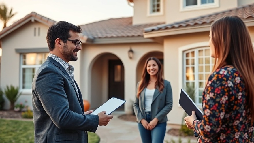 Real estate agent guiding a young couple through San Diego home buying trends.