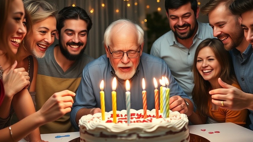 A joyful celebration of music legacy with friends around a birthday cake.
