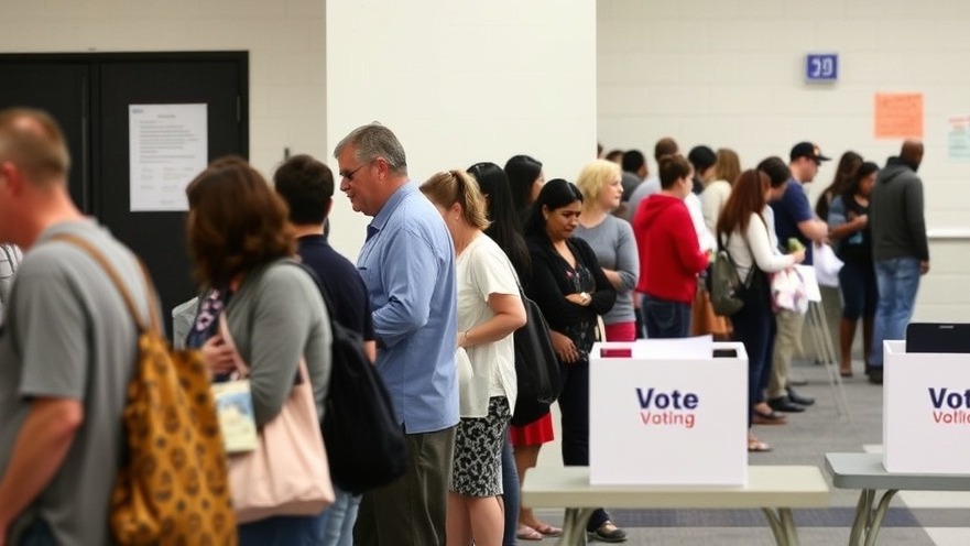 Voters waiting in line at a San Diego polling station during the Paloma Aguirre election.