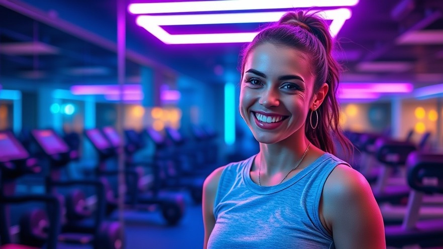 Energetic young woman in a mirrored gym, embodying Pilates benefits and core strength.