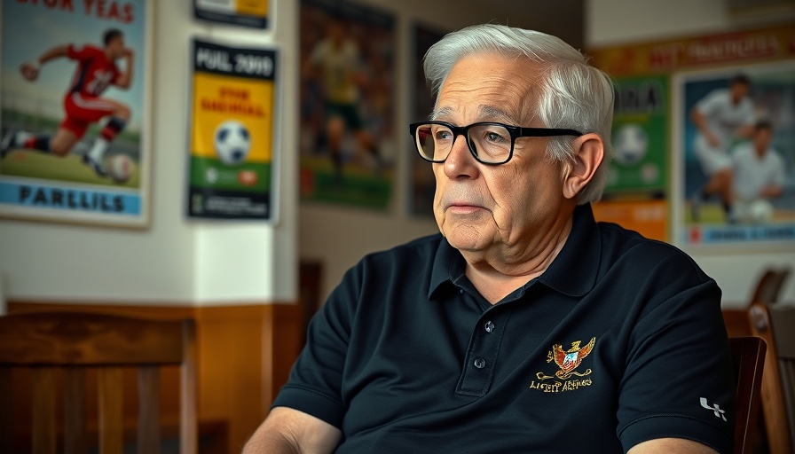 Thoughtful elderly man in sports-themed room discusses mechanical stressors.