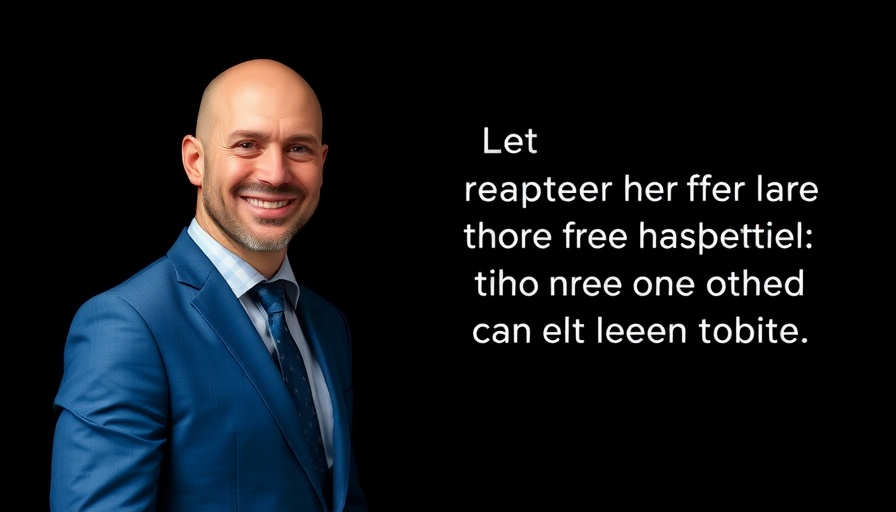 Confident bald man in blue suit beside impactful text about UIM coverage.