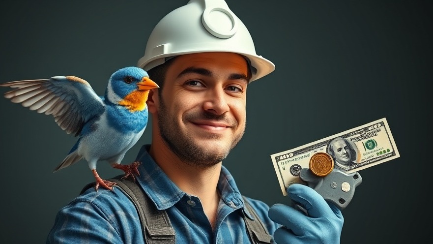 Satisfied plumber receiving coins and bills, optimize Google listing with local SEO tips.