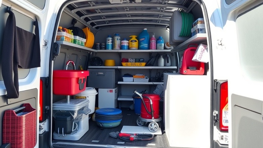 Cleaning van equipped for business growth tactics, organized for entrepreneur success.