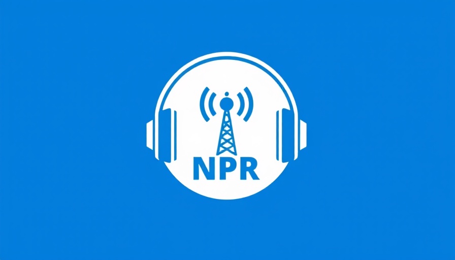 Minimalistic NPR logo with headphones and tower, AI robotics everyday tasks