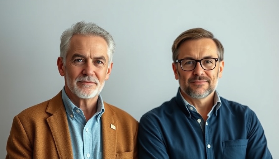 AI Trends that Will Impact Your Business in 2025 visual with two confident middle-aged men.