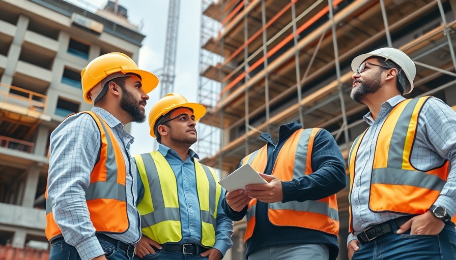 Construction workers inspect healthcare facility, building enclosure inspections.
