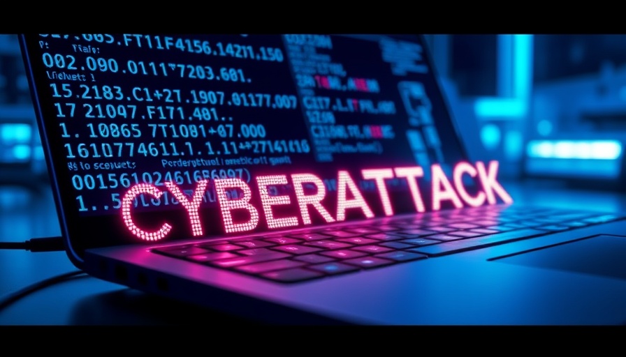 Kettering Health Cyberattack concept with code over laptop keyboard.