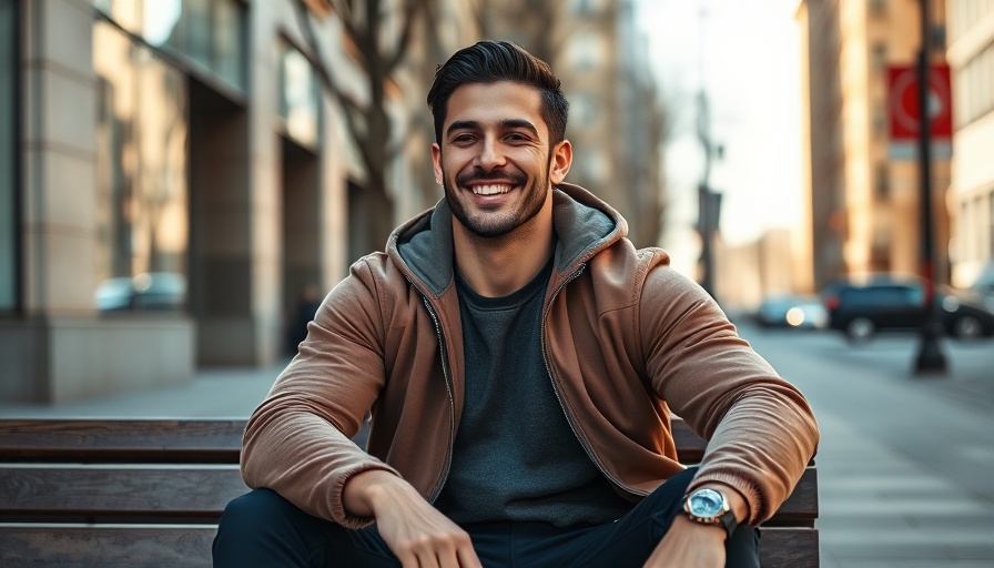 Athletic man sitting casually on a bench discussing how to get fit and train effectively.