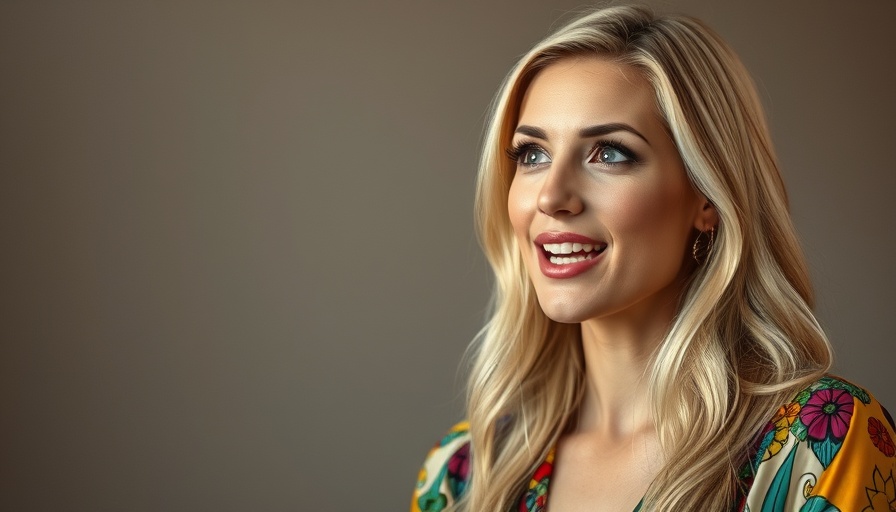 Engaging blonde woman discussing boutique fitness community.