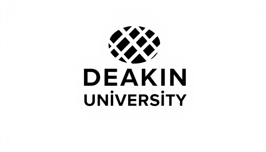 Deakin University logo with stylized circular emblem.