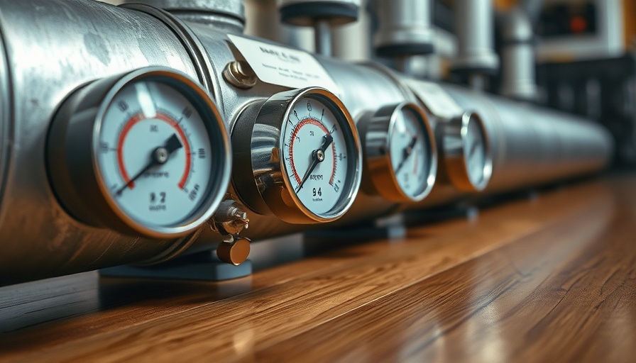 Close-up of temperature gauges on duct piece for HVAC installation check.