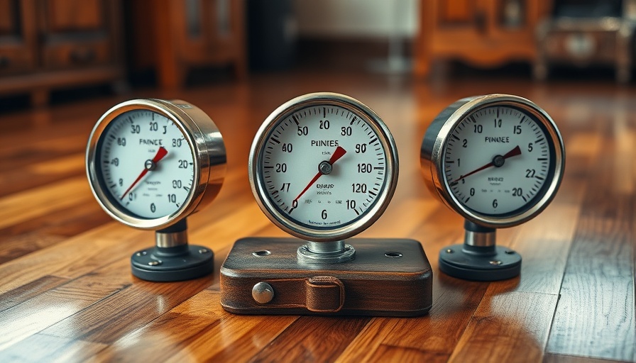 Industrial gauges showing temperature readings, related to heat pump water heater moisture issues.