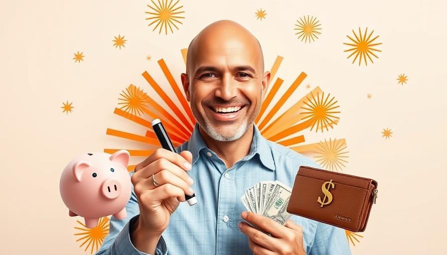 Low-budget scrappy marketing collage with man and finance items