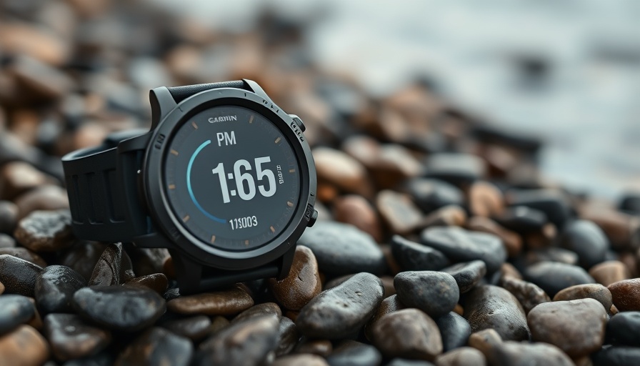 Close-up of Garmin Fenix watch on pebbles for Best Garmin Fenix Deals July 2025.