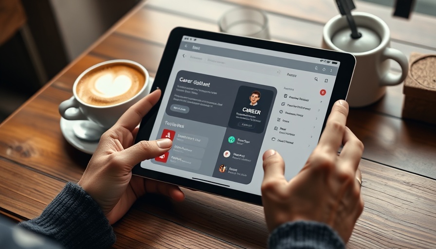 AI-powered career assistant displayed on a tablet by coffee.