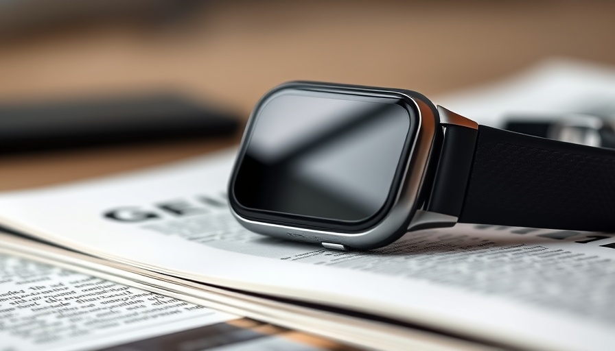 Apple Watch Series 10 with dark band on magazine.