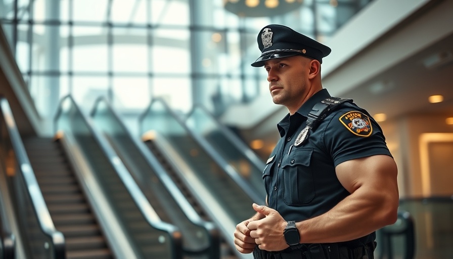 Confident police officer engaging indoors - NYC fitness inspiration