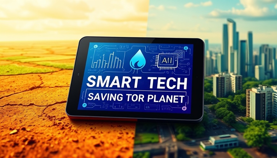 AI-driven water conservation infographic with smart tech theme.