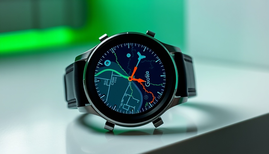Wear OS smartwatch showing Google Maps navigation interface.