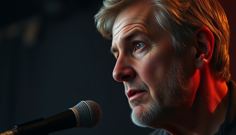 Middle-aged man discussing benefits of genetic testing in a studio.