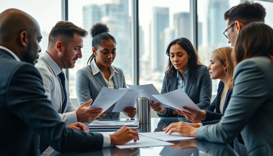 Diverse group in a corporate meeting discussing tenant retention.