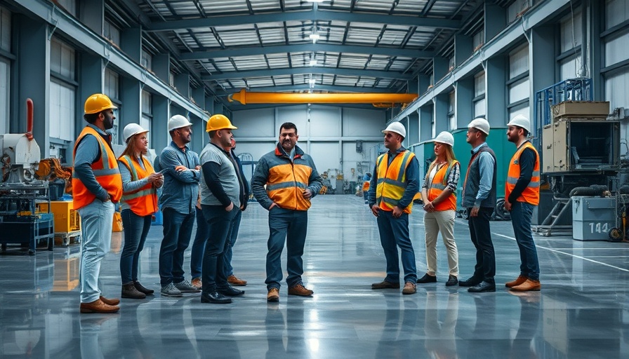 Group discussing upcycling real estate in an industrial facility.