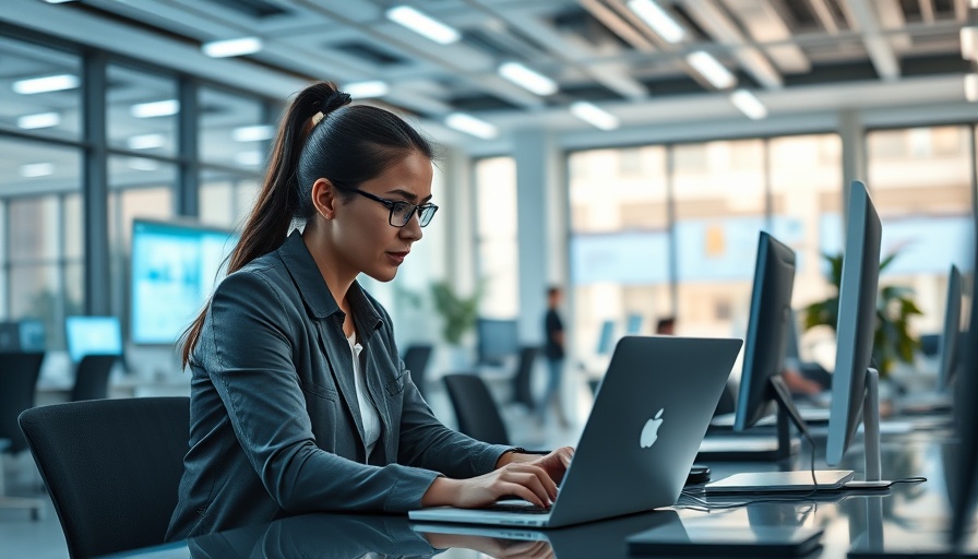 Two professionals collaborating in a tech-savvy office.