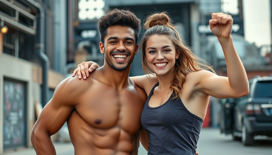 Fit couple sharing fitness secrets outdoors.
