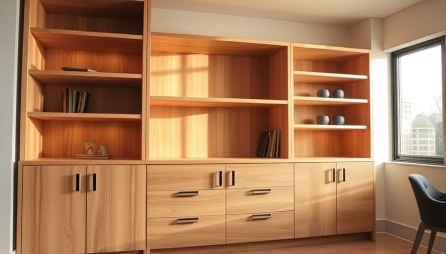 Stylish wooden cabinet with sleek lighting.