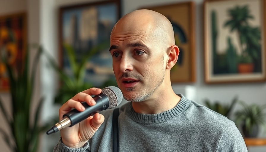 Man discussing Google Ads strategies indoors with a microphone