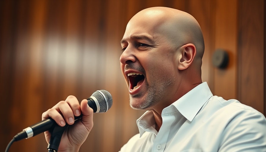 Bald man discussing new SEO strategies with passion, warm setting.