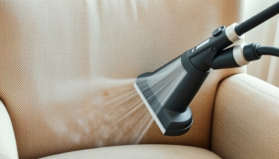 Steam cleaning nicotine from upholstered chair indoors.