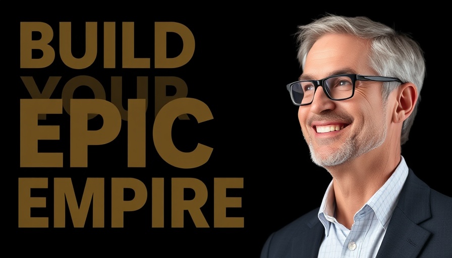 Middle-aged man in business setting with 'Build Your Epic Empire' text.