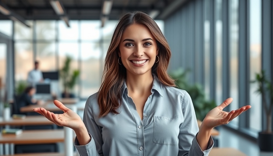Cleaning business tips for beginners, woman presenting in office.