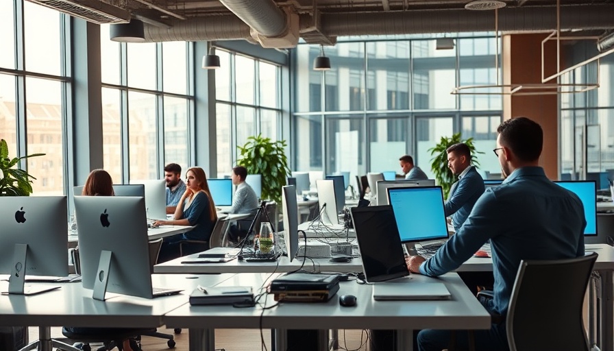 Professionals collaborating on cleaning business branding strategies in a modern office.