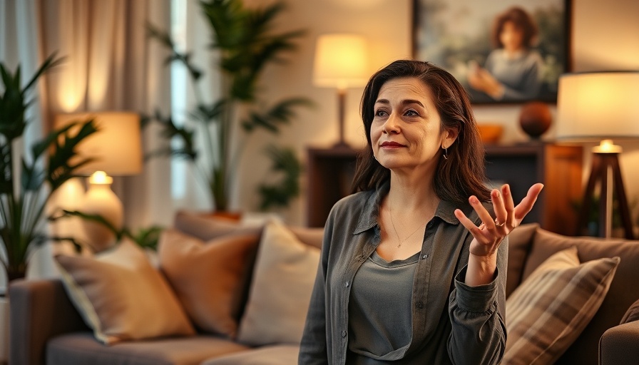 Woman discussing studio failure prevention in cozy living room.