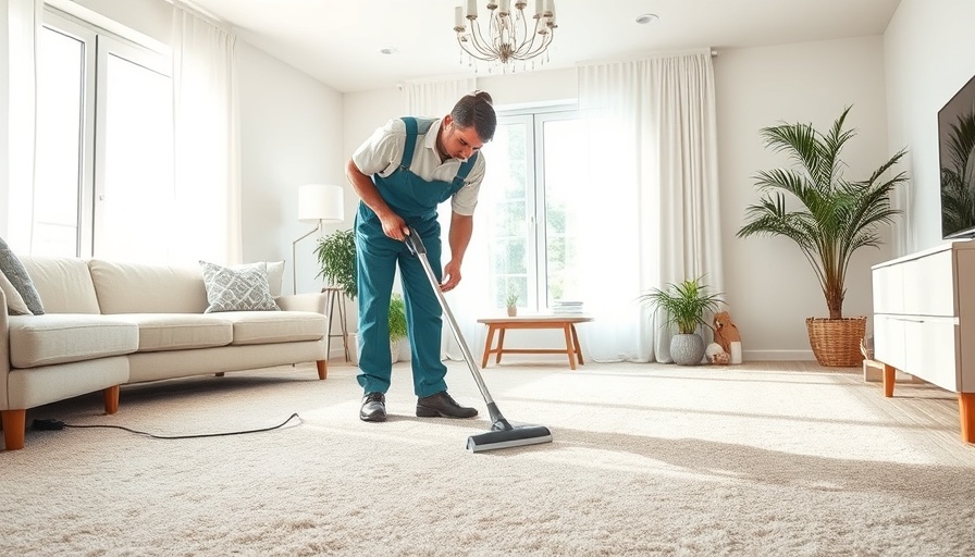 Professional carpet cleaner ensuring clean carpets in a bright room.